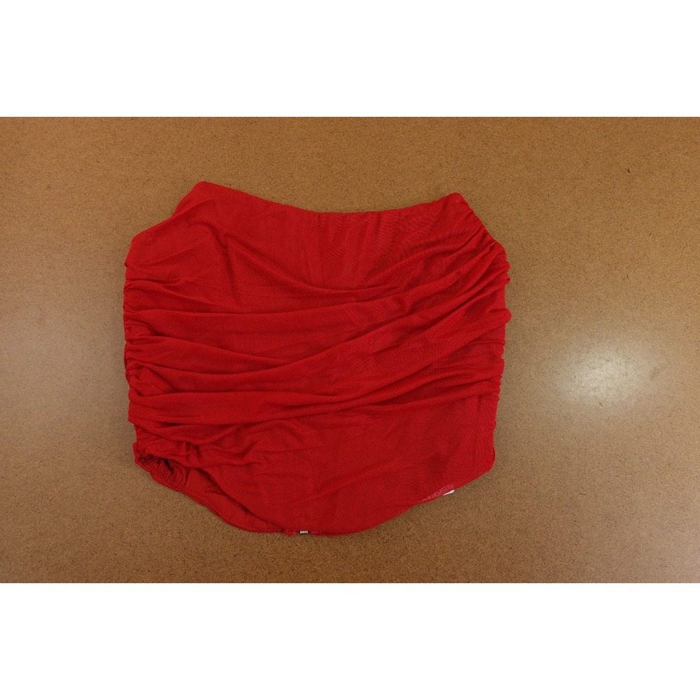 Moalluom Womens Size Small Red Ruched Zip Back Strapless Cropped Top NWT